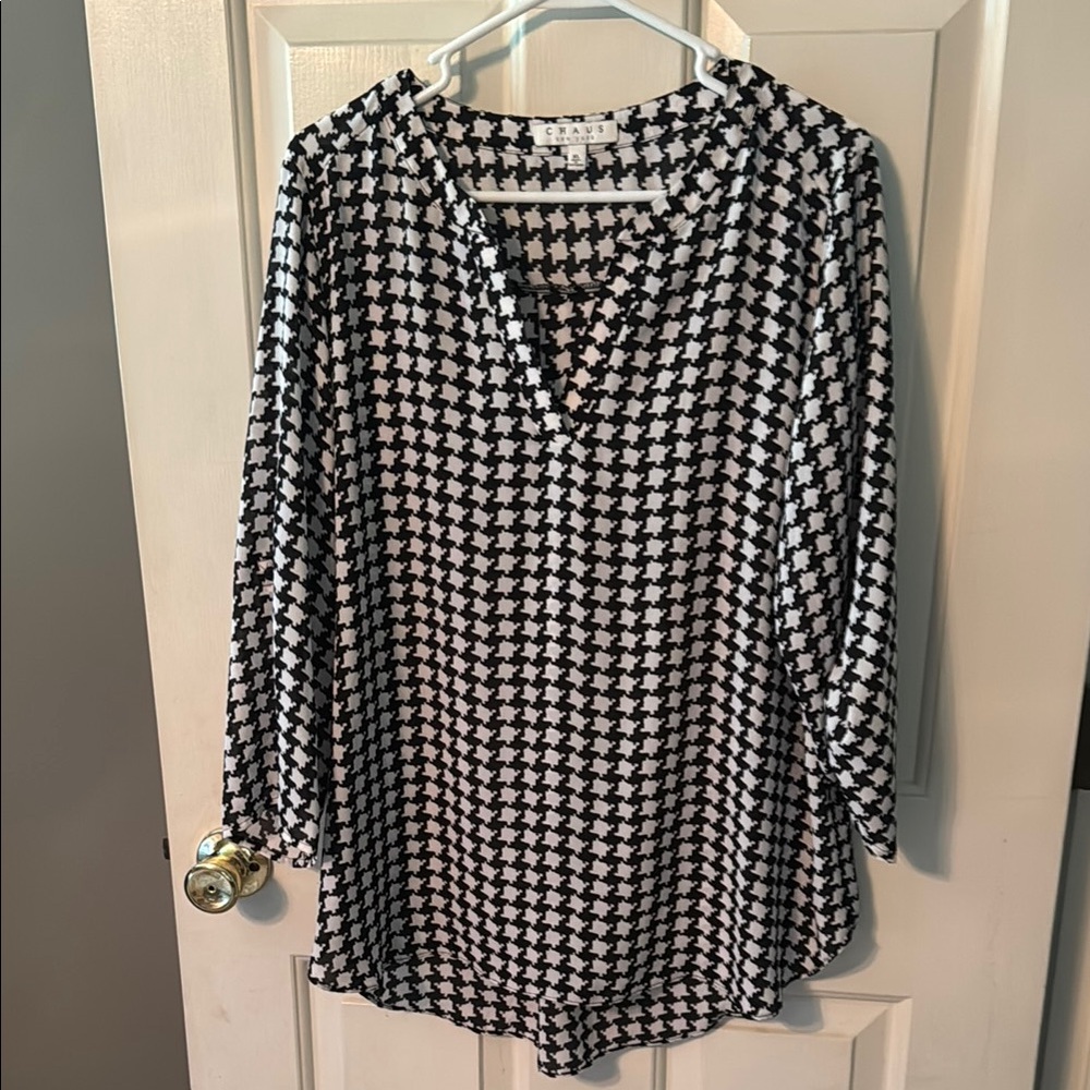 Chaus Houndstooth Top Sz XL